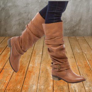 Steve Madden Women’s Leather Casstro Wide Calf Slouch Boot Size 10